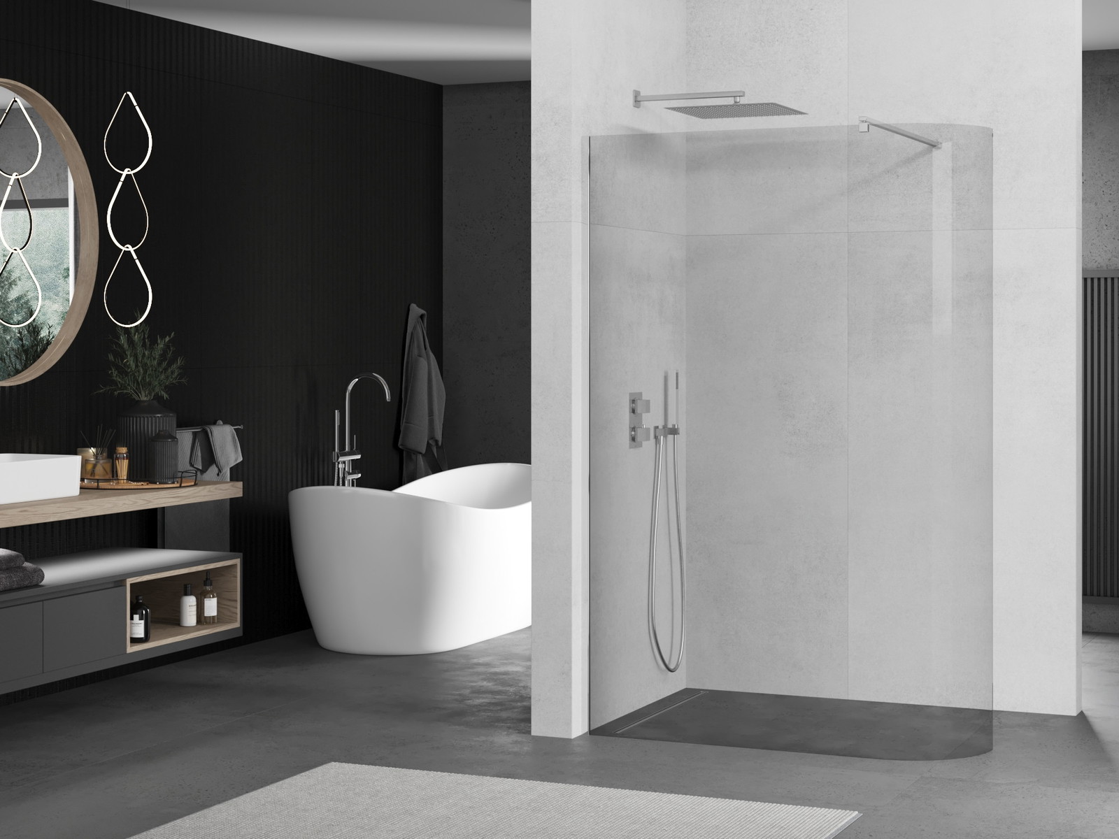 Mexen Kioto-R ścianka prysznicowa zaokrąglona Walk-in 100 x 200 cm, transparent 8 mm, chrom - 800-100-101-01-06
